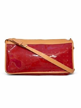ARCADIA Red Patent Leather East West  Shoulder Bag Made In Italy